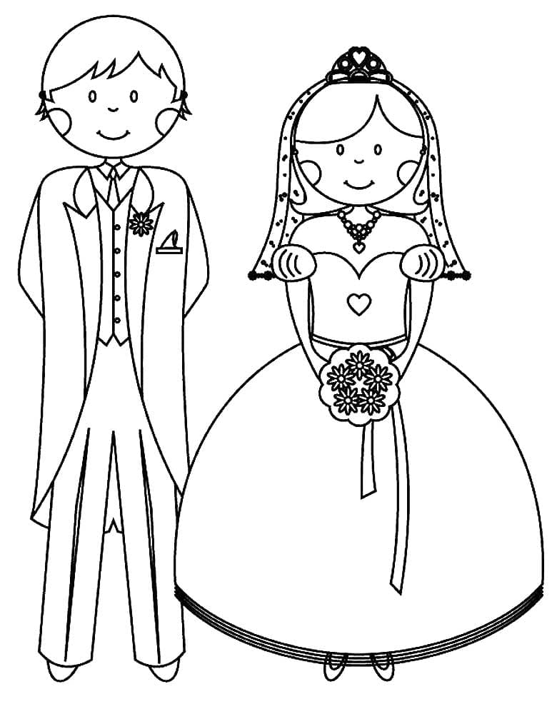 Раскраска жених и невеста. Раскраска 27