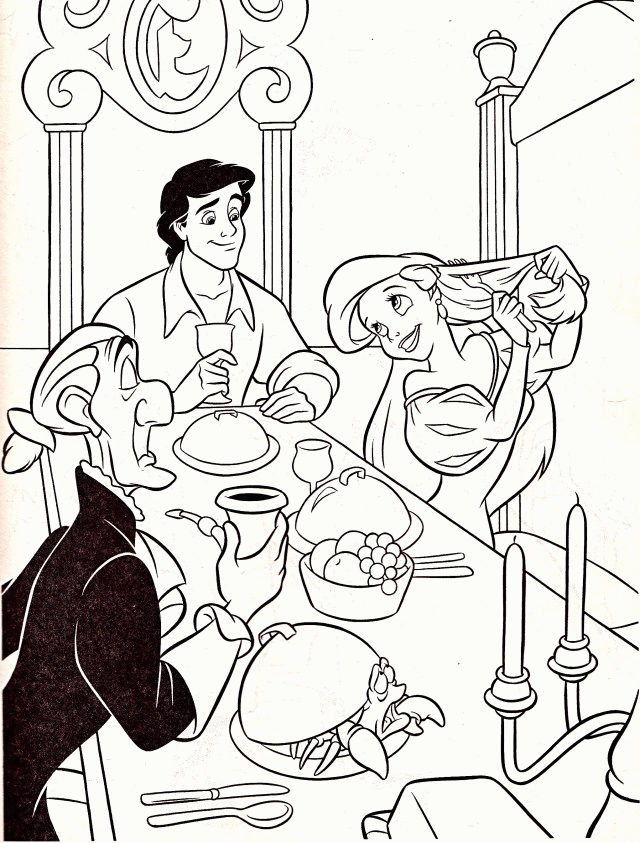 Раскраски Ариэль и принц Эрик. Раскраска 9