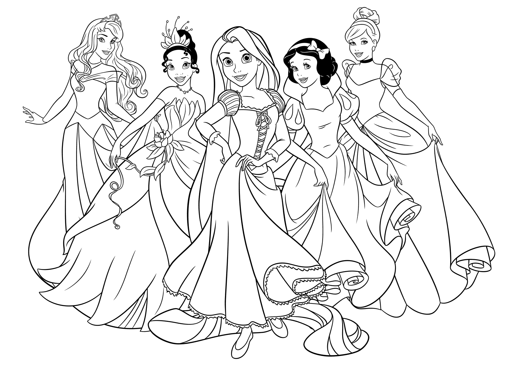 Раскраски принцессы Диснея. Раскраска 2