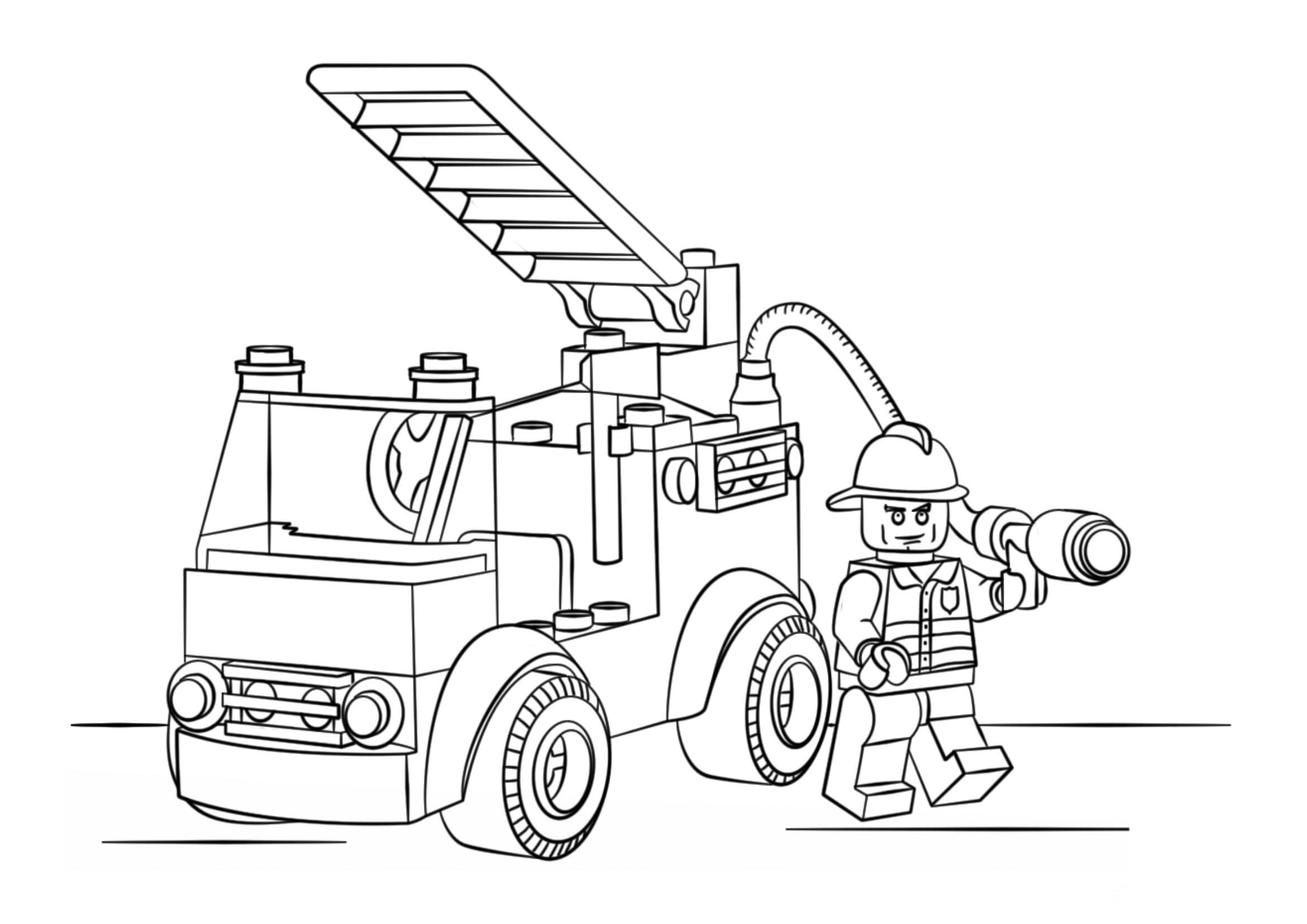 Раскраска Лего пожарные. Раскраска 1