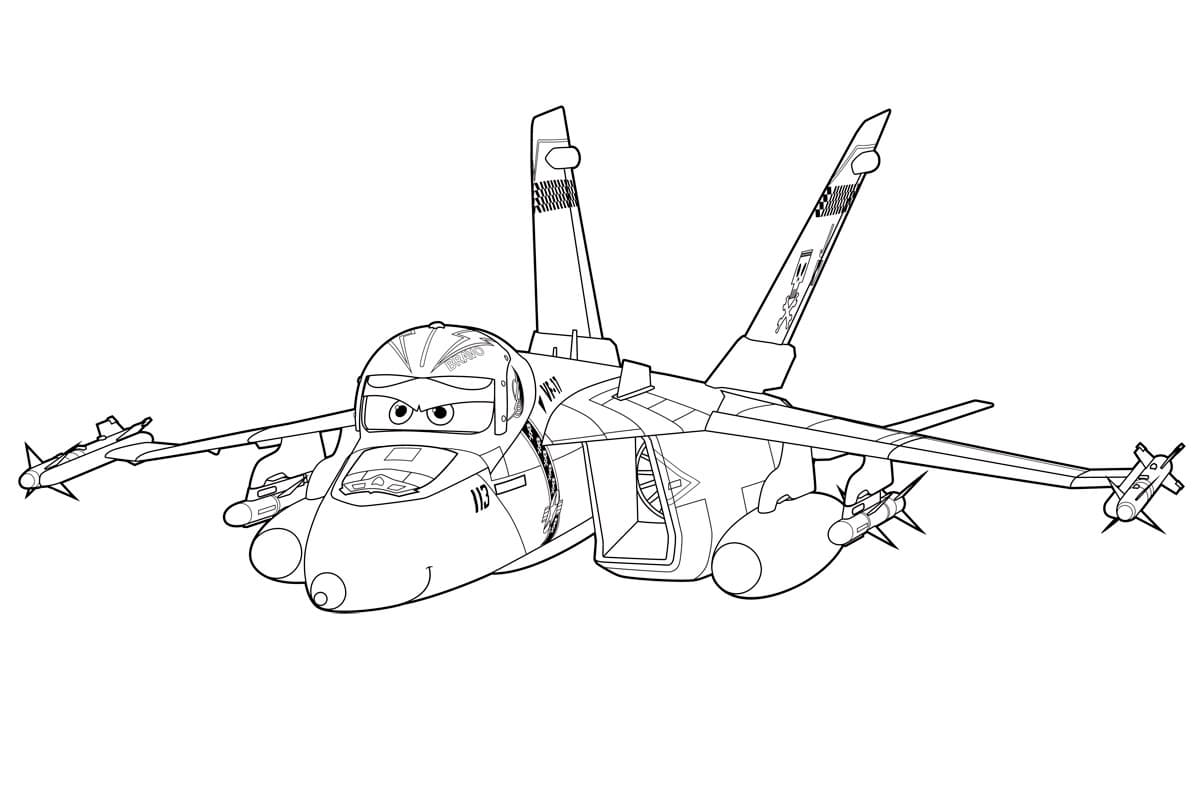 Раскраски Военный самолет. Раскраска 35