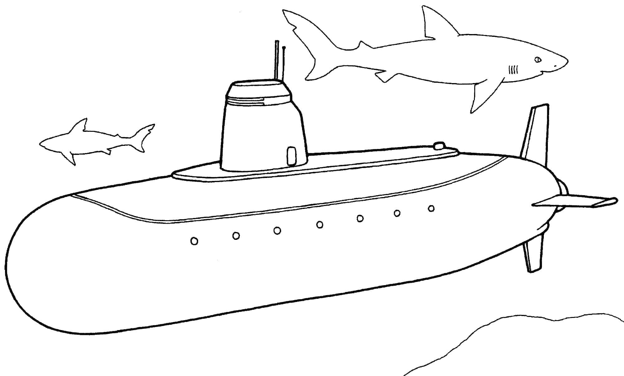 Раскраска Подводная лодка. Раскраска 2