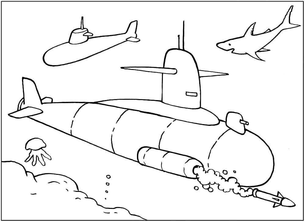 Раскраска Подводная лодка. Раскраска 10