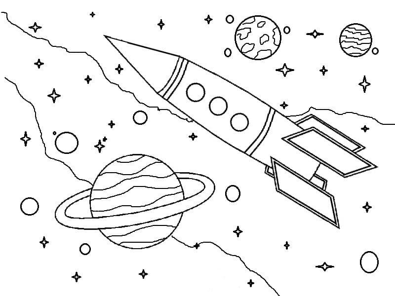 Раскраски День космонавтики. Раскраска 2