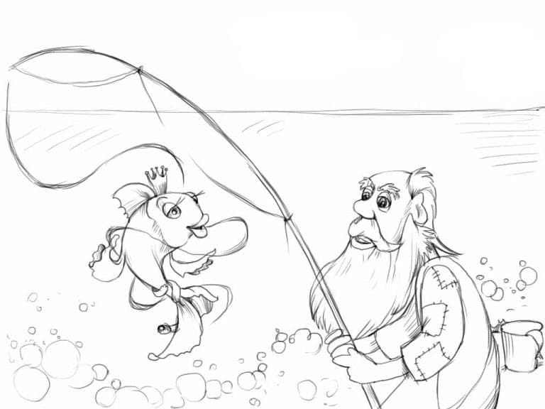 Раскраска Сказка о рыбаке и рыбке. Раскраска 16