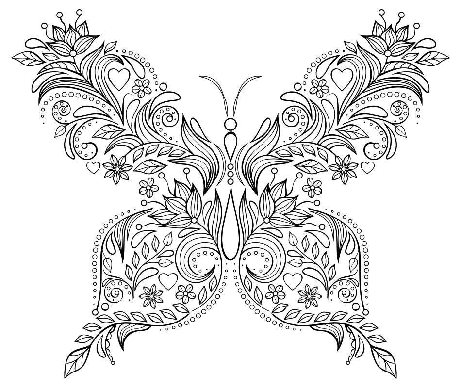 Раскраска Бабочки. Раскраска 25
