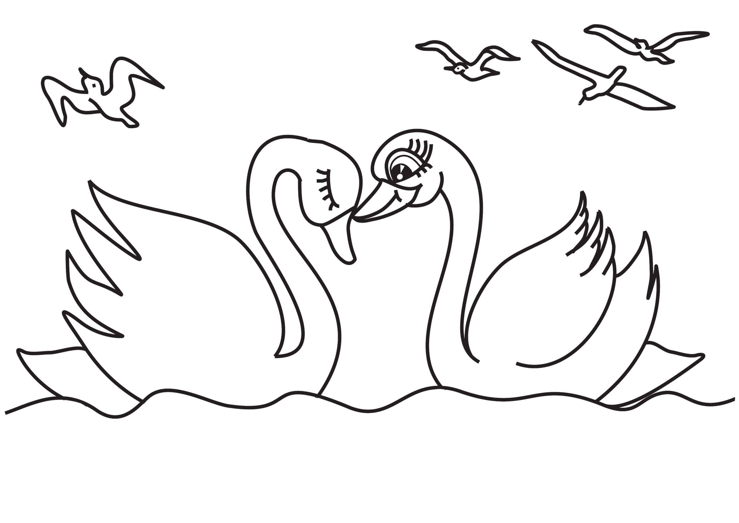 Раскраска Лебедь. Раскраска 14