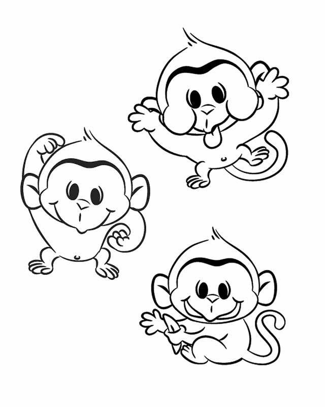 Раскраска обезьянка довольная распечатать